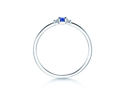 Geboortesteen ring Vivid Petite september in 9K witgoud met saffier 0,10ct en diamanten 0,02ct