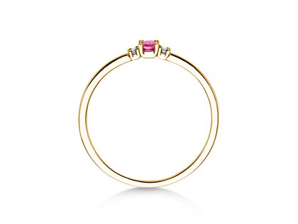 Geboortesteen ring Vivid Petite oktober in 14K geelgoud met roze toermalijn 0,09ct en diamanten 0,02ct