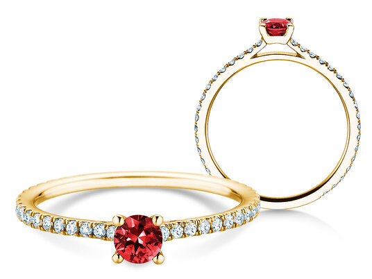 Verlovingsring Bright in 9K witgoud met robijn 0,20ct en diamanten 0,27ct