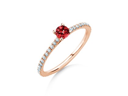 Verlovingsring Bright in 14K roségoud met robijn 0,20ct en diamanten 0,27ct