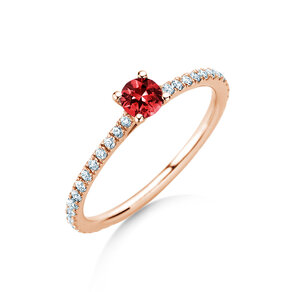 Verlovingsring Bright in 14K roségoud met robijn 0,20ct en diamanten 0,27ct