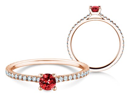 Verlovingsring Bright in 14K roségoud met robijn 0,20ct en diamanten 0,27ct