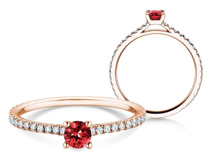 Verlovingsring Bright in 14K roségoud met robijn 0,20ct en diamanten 0,27ct