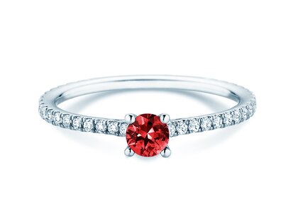 Verlovingsring Bright in 9K witgoud met robijn 0,25ct en diamanten 0,27ct
