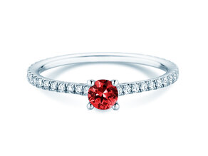 Verlovingsring Bright in 9K witgoud met robijn 0,25ct en diamanten 0,27ct