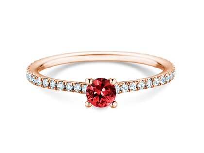 Verlovingsring Bright in 14K roségoud met robijn 0,20ct en diamanten 0,27ct