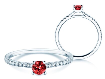 Verlovingsring Bright in 9K witgoud met robijn 0,25ct en diamanten 0,27ct