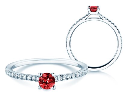 Verlovingsring Bright in platina 950/- met robijn 0,20ct en diamanten 0,27ct