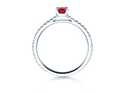 Verlovingsring Bright in 9K witgoud met robijn 0,25ct en diamanten 0,27ct