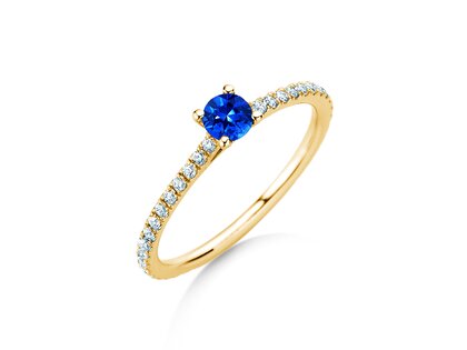 Verlovingsring Bright in 9K geelgoud met saffier 0,20ct en diamanten 0,27ct