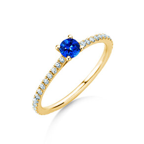 Verlovingsring Bright in 9K geelgoud met saffier 0,20ct en diamanten 0,27ct