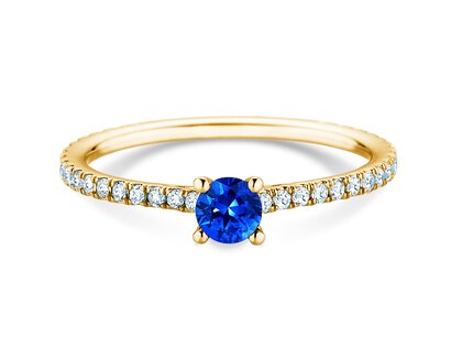 Verlovingsring Bright in 9K geelgoud met saffier 0,20ct en diamanten 0,27ct