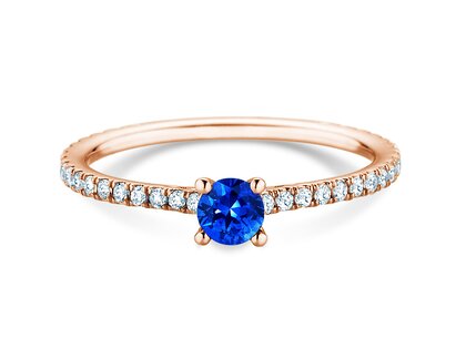 Verlovingsring Bright in 14K roségoud met saffier 0,20ct en diamanten 0,27ct