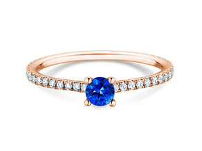 Verlovingsring Bright in 14K roségoud met saffier 0,20ct en diamanten 0,27ct