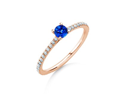 Verlovingsring Bright in 14K roségoud met saffier 0,20ct en diamanten 0,27ct
