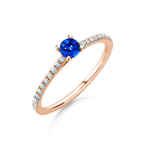 Verlovingsring Bright in 14K roségoud met saffier 0,20ct en diamanten 0,27ct
