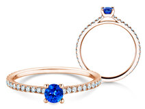 Verlovingsring Bright in 14K roségoud met saffier 0,20ct en diamanten 0,27ct