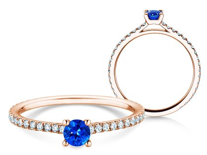 Verlovingsring Bright in 14K roségoud met saffier 0,20ct en diamanten 0,27ct
