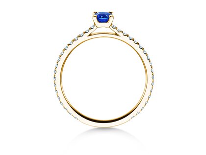 Verlovingsring Bright in 9K geelgoud met saffier 0,20ct en diamanten 0,27ct