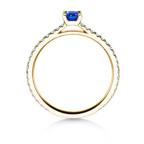 Verlovingsring Bright in 9K geelgoud met saffier 0,20ct en diamanten 0,27ct