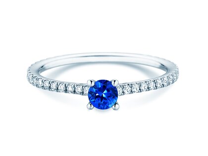 Verlovingsring Bright in 9K witgoud met saffier 0,20ct en diamanten 0,27ct