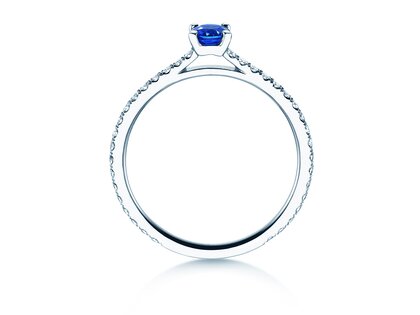 Verlovingsring Bright in 9K witgoud met saffier 0,20ct en diamanten 0,27ct