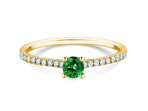 Verlovingsring Bright in 14K geelgoud met smaragd 0,20ct en diamanten 0,27ct