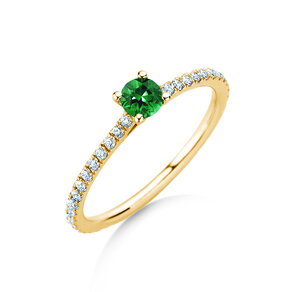 Verlovingsring Bright in 14K geelgoud met smaragd 0,20ct en diamanten 0,27ct