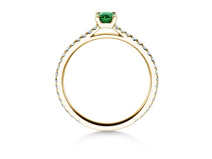 Verlovingsring Bright in 14K geelgoud met smaragd 0,20ct en diamanten 0,27ct