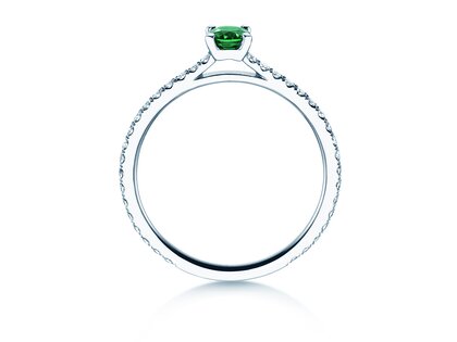 Verlovingsring Bright in 9K witgoud met smaragd 0,20ct en diamanten 0,27ct