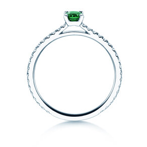 Verlovingsring Bright in 9K witgoud met smaragd 0,20ct en diamanten 0,27ct