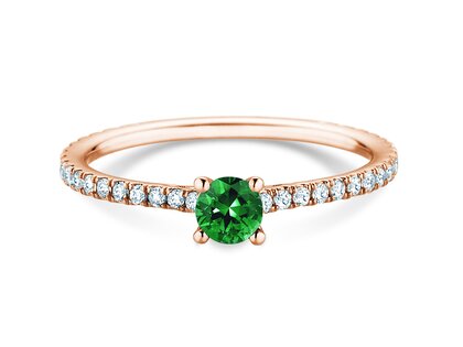 Verlovingsring Bright in 14K roségoud met smaragd 0,20ct en diamanten 0,27ct