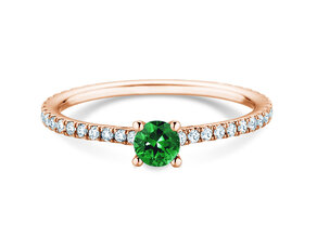 Verlovingsring Bright in 14K roségoud met smaragd 0,20ct en diamanten 0,27ct