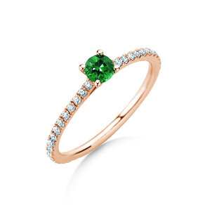 Verlovingsring Bright in 14K roségoud met smaragd 0,20ct en diamanten 0,27ct
