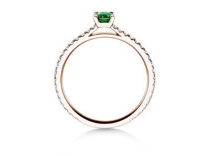 Verlovingsring Bright in 14K roségoud met smaragd 0,20ct en diamanten 0,27ct