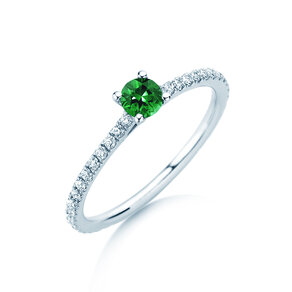 Verlovingsring Bright in 9K witgoud met smaragd 0,20ct en diamanten 0,27ct