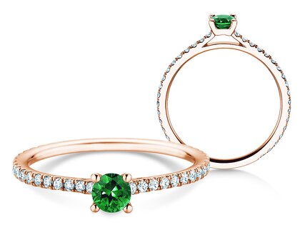 Verlovingsring Bright in 14K roségoud met smaragd 0,20ct en diamanten 0,27ct