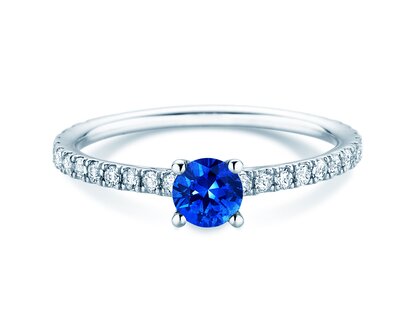 Verlovingsring Bright in 14K witgoud met saffier 0,50ct en diamanten 0,36ct