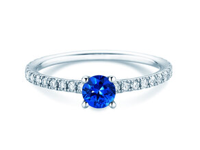 Verlovingsring Bright in 14K witgoud met saffier 0,50ct en diamanten 0,36ct