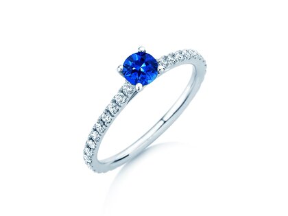 Verlovingsring Bright in 14K witgoud met saffier 0,50ct en diamanten 0,36ct
