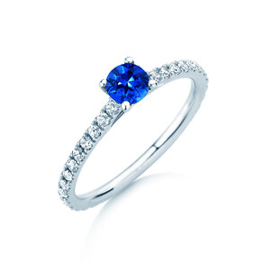 Verlovingsring Bright in 14K witgoud met saffier 0,50ct en diamanten 0,36ct