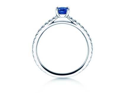Verlovingsring Bright in 14K witgoud met saffier 0,50ct en diamanten 0,36ct
