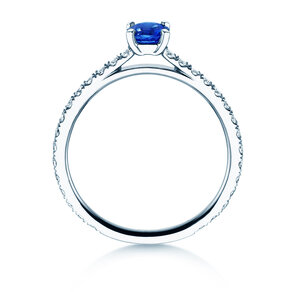Verlovingsring Bright in 14K witgoud met saffier 0,50ct en diamanten 0,36ct