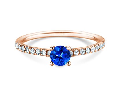 Verlovingsring Bright in 14K roségoud met saffier 0,50ct en diamanten 0,36ct