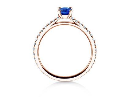 Verlovingsring Bright in 14K roségoud met saffier 0,50ct en diamanten 0,36ct