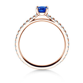 Verlovingsring Bright in 14K roségoud met saffier 0,50ct en diamanten 0,36ct