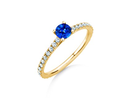 Verlovingsring Bright in 14K geelgoud met saffier 0,50ct en diamanten 0,36ct
