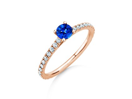 Verlovingsring Bright in 14K roségoud met saffier 0,50ct en diamanten 0,36ct
