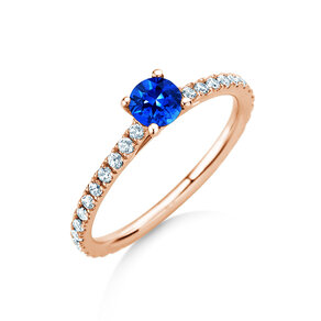 Verlovingsring Bright in 14K roségoud met saffier 0,50ct en diamanten 0,36ct