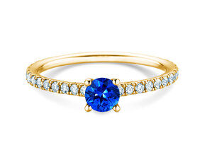 Verlovingsring Bright in 14K geelgoud met saffier 0,50ct en diamanten 0,36ct